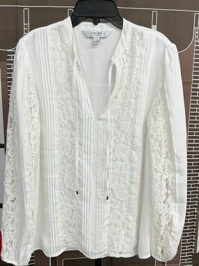 Ever New White Lace Pintuck Boho Blouse. #2250
